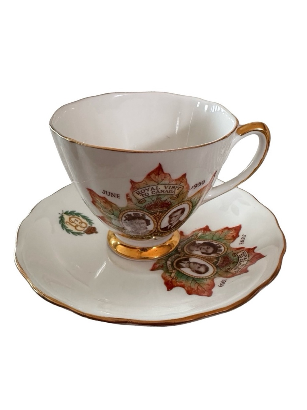 COLCLOUGH Queen Elizabeth Prince Philip Tea Cup & Saucer 1959 Visit to Canada